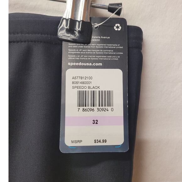 Speedo Men's Swimsuit Jammer Edurance Solid Black Competition Swimwear 32 - Picture 3 of 4